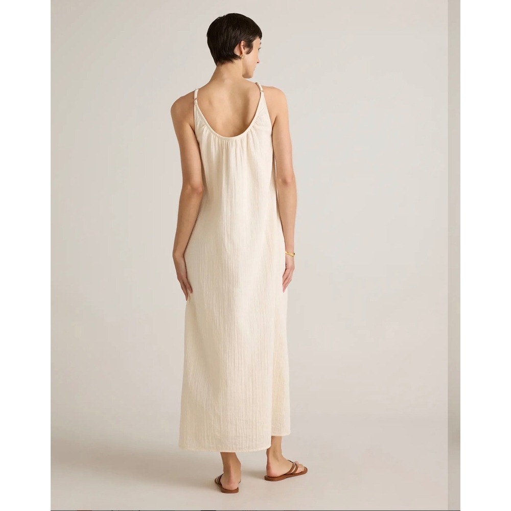 Quince Organic Cotton Gauze Sleeveless Maxi Dress Cream White Small - Picture 2 of 10